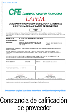 Constancia de calificación de proveedor